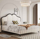 Modern Queen Pine Wood Bed Frame with Storage & Leather Upholstery Headboard hmzsh-1547